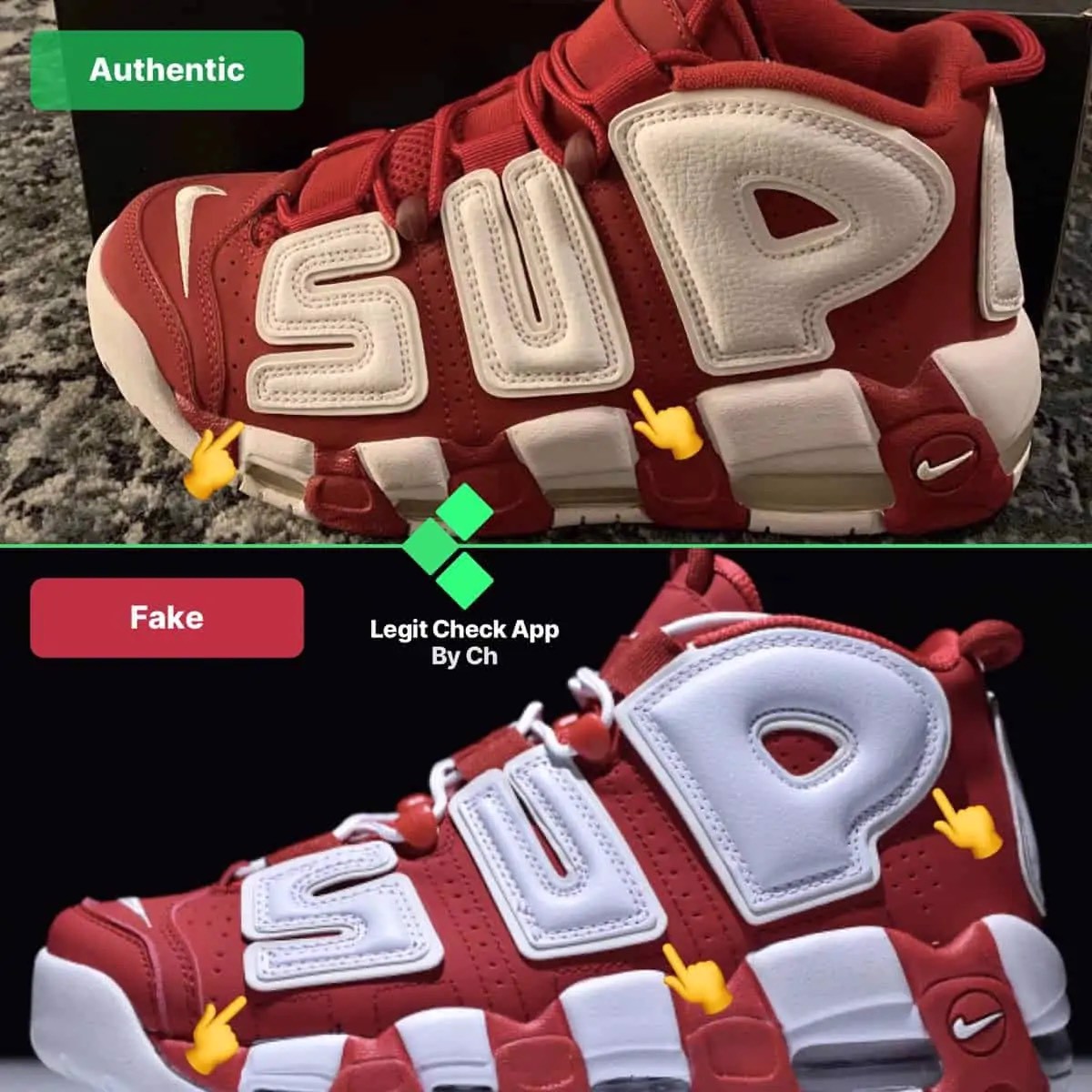 Legitcheck: Cách phân biệt Supreme Nike Air More Uptempo Real và Fake Hinh anh 5: Legitcheck: Cach phan biet Supreme Nike Air More Uptempo Real va Fake