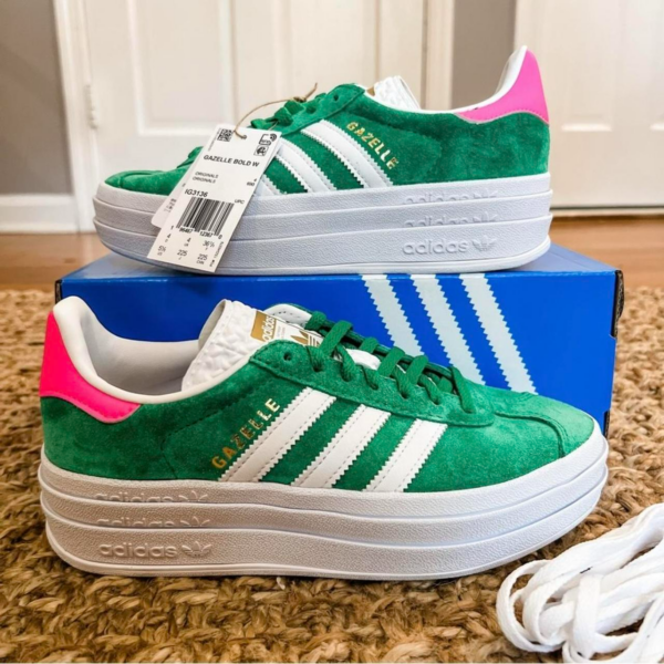 Giay Adidas Gazelle Bold 'Green Lucid Pink' IG3136