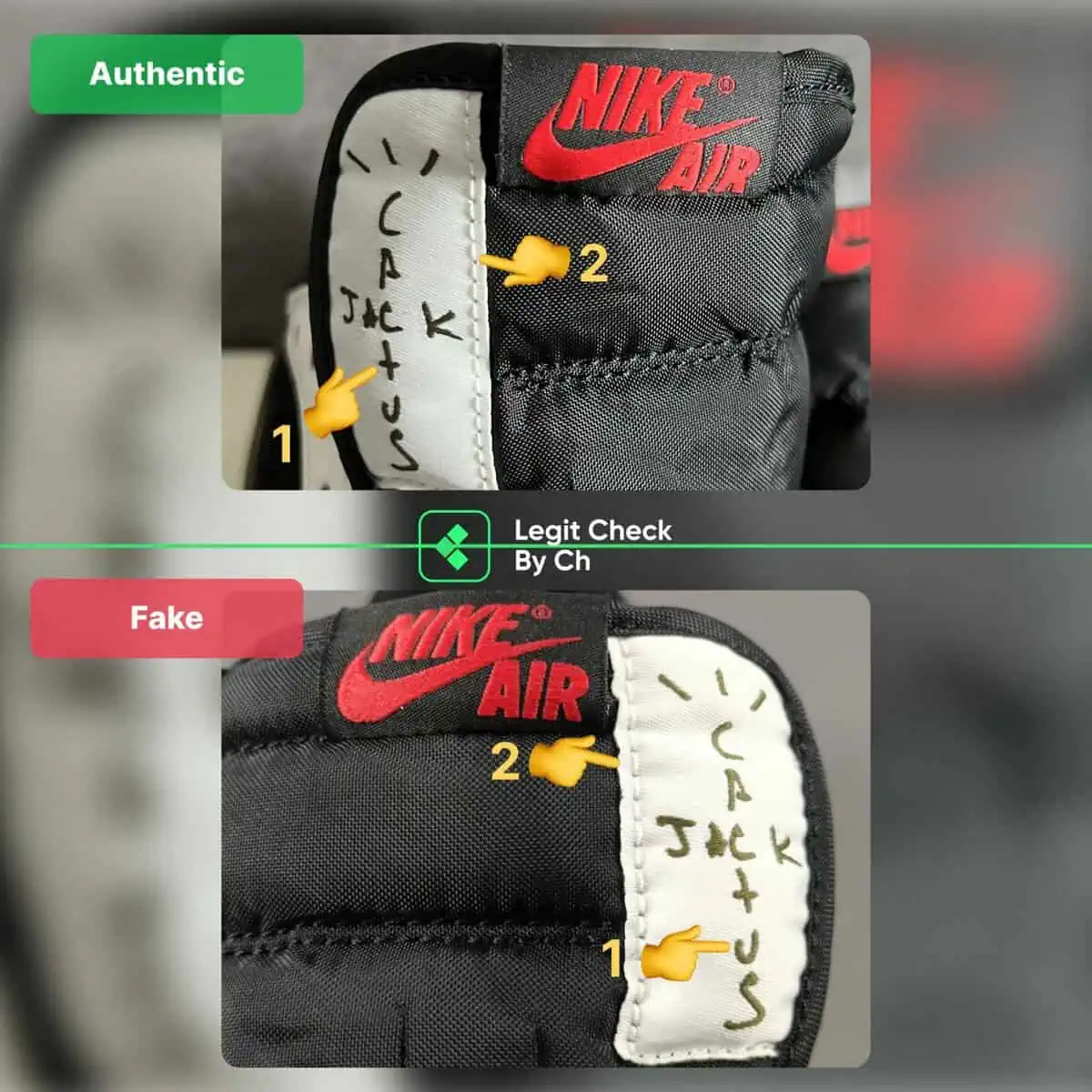Những mẹo để xác định Travis Scott Air Jordan 1 Low "Olive" chính hãng Hinh anh 8: Nhung meo de xac dinh Travis Scott Air Jordan 1 Low "Olive" chinh hang