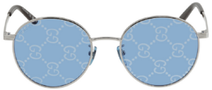 Kinh Gucci Mirror Logo Round Sunglasses 'Blue' GG0944SA-004