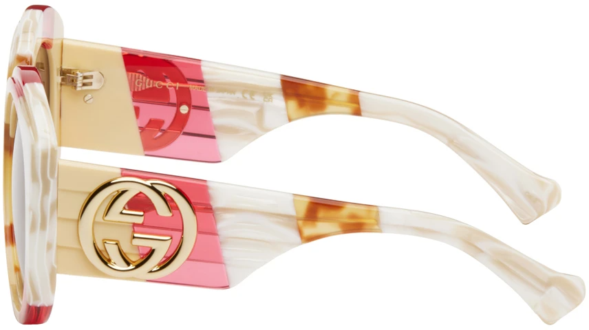Kinh Gucci Oversized Round 'Beige Red' GG1308S-003
