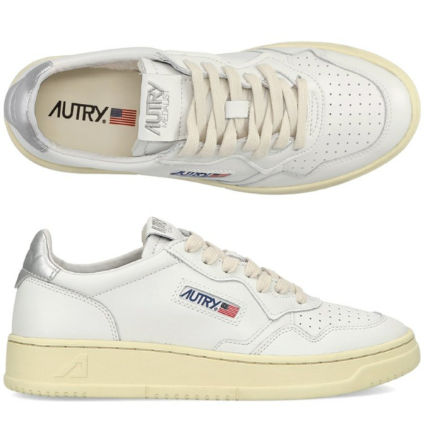 Giay Autry Medalist Low Leather 'White Silver' AULM-LL05