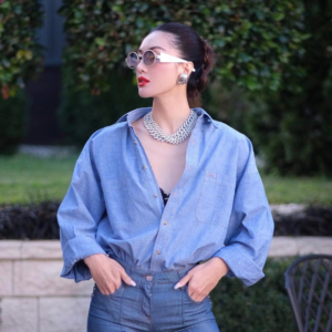 Kinh Saint De Paris Gabrielle Sunglasses With Gradient Lenses 'White Silver'