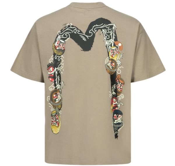 Ao Evisu Kumadori Daruma Daicock Print Relax Fit 'Cream'