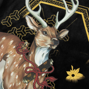 Ao Evisu Divine Deer Print And Foil Logo Loose Fit 'Black' 2EAHTM3TS7080LFPL