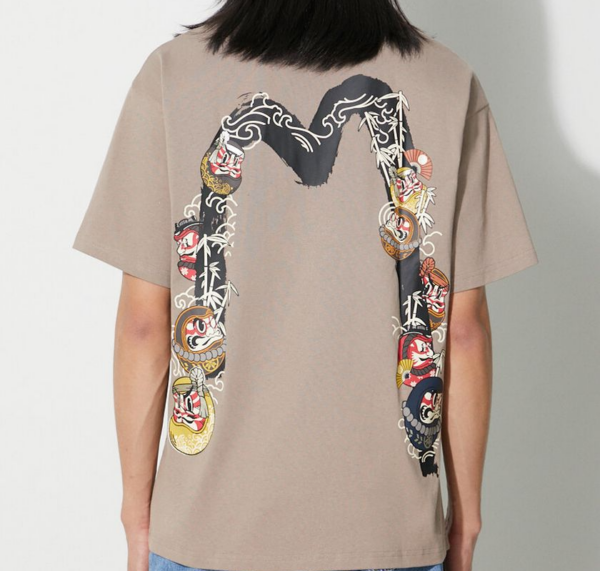 Ao Evisu Kumadori Daruma Daicock Print Relax Fit 'Cream'