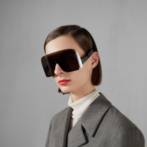 Kinh Gucci Mask Shaped Frame Sunglasses 'Shiny Black' 769794-J1691-1012