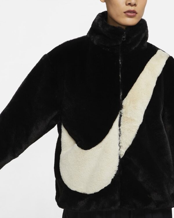 Ao Nike Faux Fur Swoosh Logo Jacket 'Black' CU6558-010