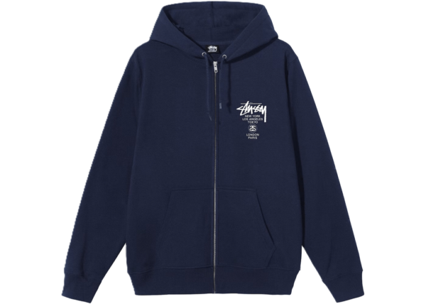 Ao Stussy World Tour Hoodie 'Navy'