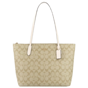 Tui Coach Zip Top Tote In Signature Canvas 'Beige' F4455-IMDQC