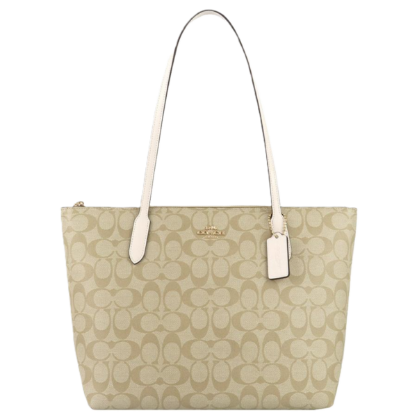 Tui Coach Zip Top Tote In Signature Canvas 'Beige' F4455-IMDQC