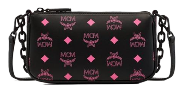 Tui MCM Mini Zip Pouch in Color Splash Logo Leather Pink 'Black Pink' MWSDSTA04QH001