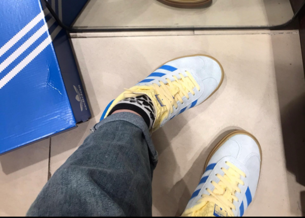Giay Adidas Gazelle Bold 'Almost Blue Yellow' IE0430