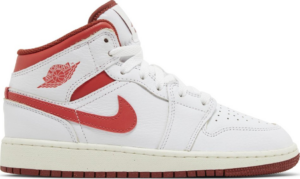 Giay Nike Air Jordan 1 Mid SE GS 'White Dune Red' FJ3464-160
