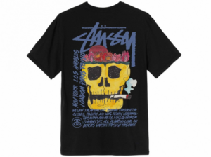 Ao Stussy Smokin Skull Pig Dyed Tee 'Black'