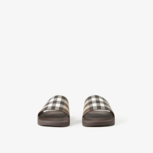 Dep Burberry Check Print Slides 'Dark Birch Brown' 80481951