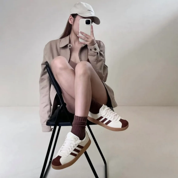 Giay Adidas VL Court 2.0 'Cream Brown Gum' ID6016