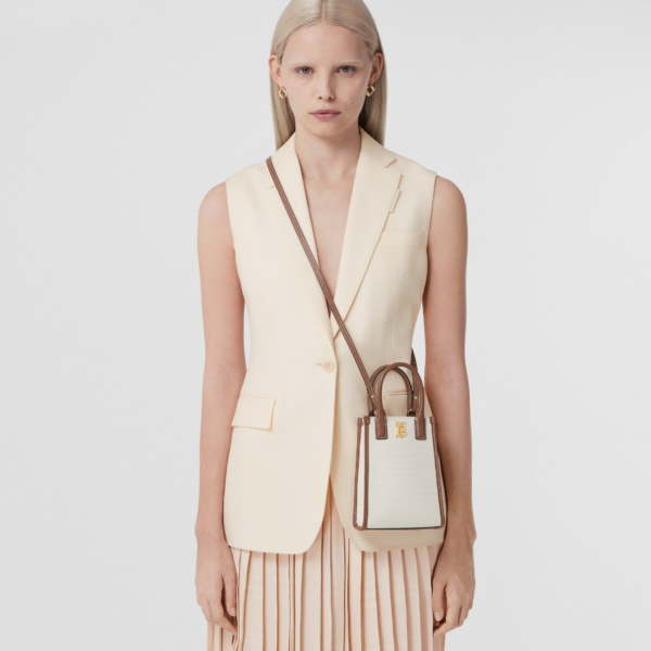 Tui Burberry Canvas Leather Tote 'Ecru' 80524601