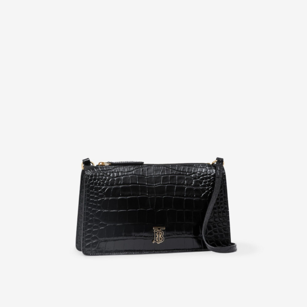 Tui Burberry Embossed Leather Mini TB Pouch 'Black' 80606481