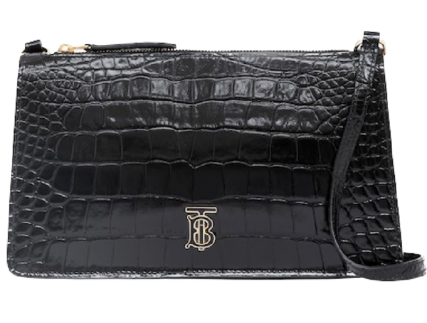 Tui Burberry Embossed Leather Mini TB Pouch 'Black' 80606481
