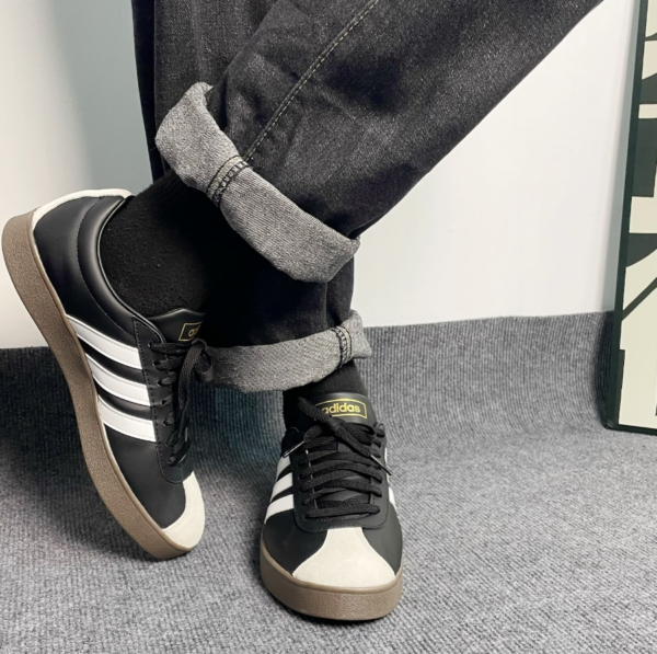 Giay Adidas VL Court 2.0 'Black White Gum' ID6017