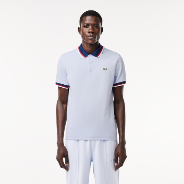 Ao Lacoste Regular Fit Contrast Collar Polo 'White Blue' PH3461-51-J2G