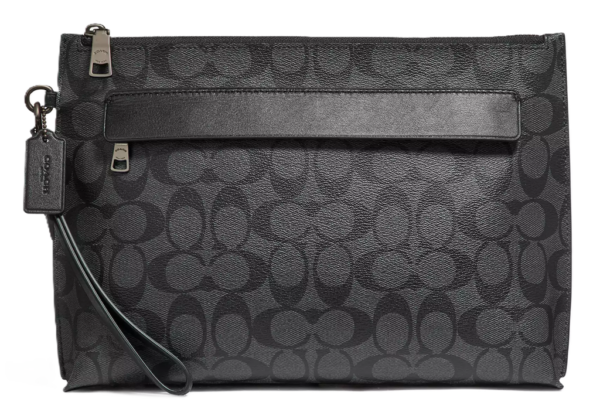 Tui Coach Carryall Pouch In Signature Canvas 'Charcoal' F29508-CQBK