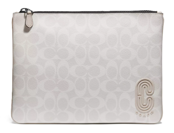 Tui Coach Large Pouch In Signature Canvas With Coach Patch 1314-QBR14
