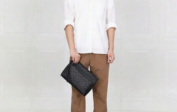 Tui Coach Carryall Pouch In Signature Canvas 'Charcoal' F29508-CQBK