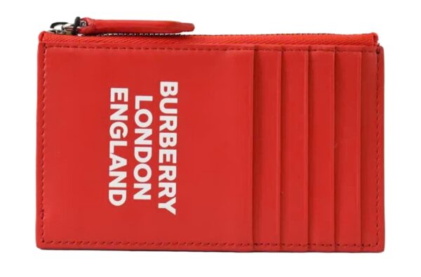 Vi Burberry Print Zipper Card Wallet 'Red' 8057852