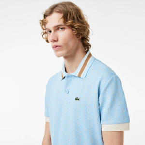 Ao Lacoste Contrast Collar Monogram Polo 'Light Blue' DH1417-WB5