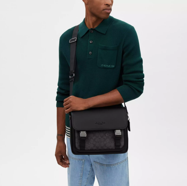 Tui Coach Racer Messenger In Signature 'Black' CT716-QBMI5