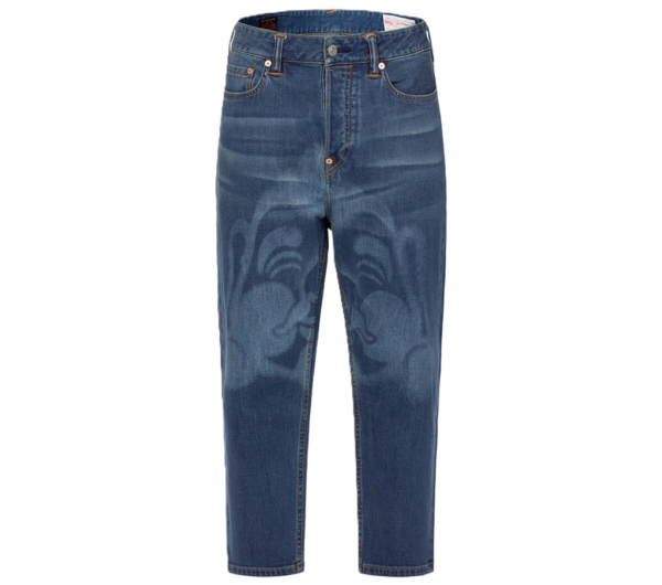 Quan Evisu Stencil Godhead Discharged 'Blue' 2ESHTM3JE23127CS