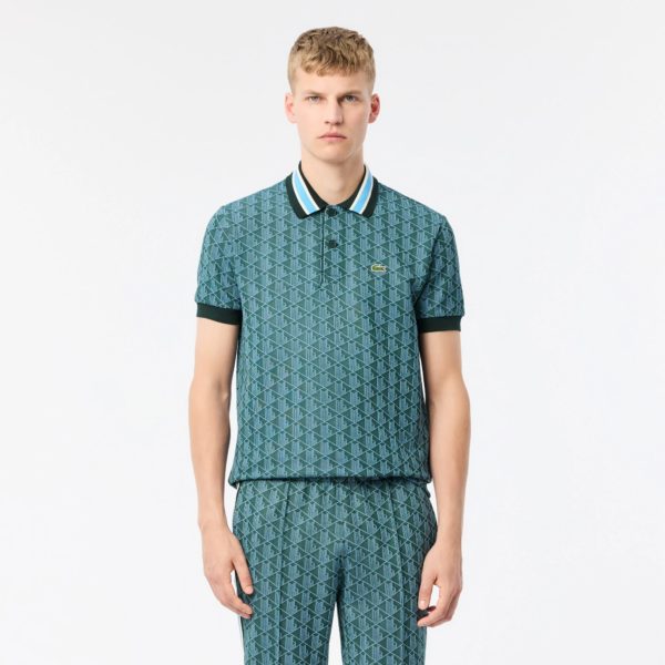 Ao Polo Lacoste Jacquard 'Blue' DH1417-10-IB4