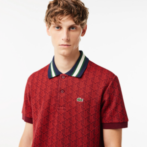 Ao Lacoste Polo Jacquard 'Red' DH1417-10-SWM