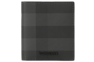 Vi Burberry Check Folding Card Case 'Charcoal' 80732761