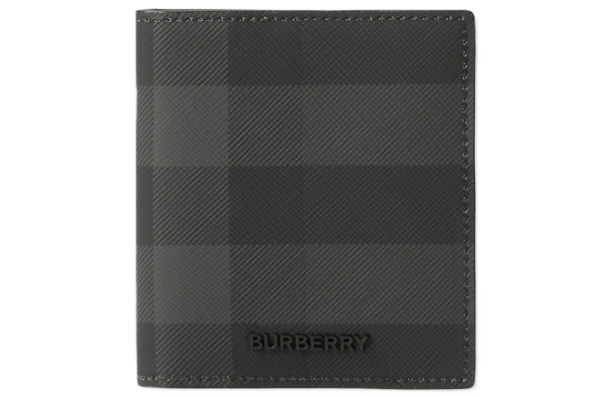 Vi Burberry Check Folding Card Case 'Charcoal' 80732761