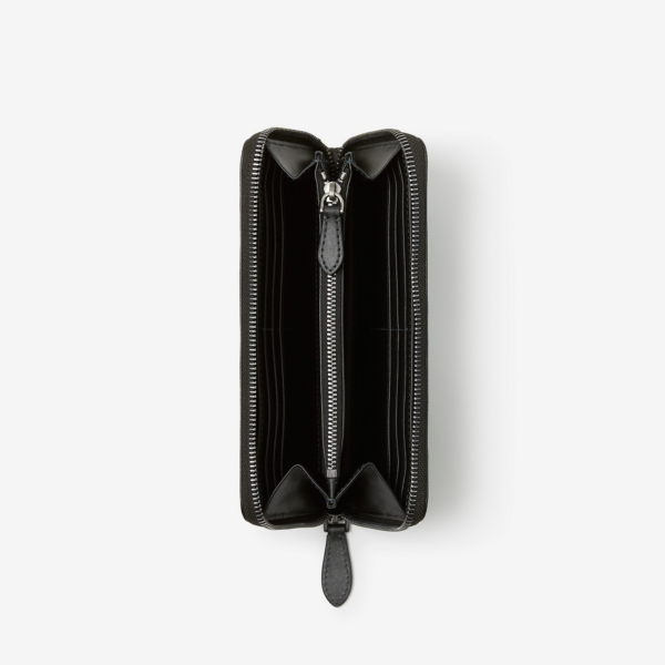 Vi Burberry Check Zip Wallet 'Charcoal' 80702541