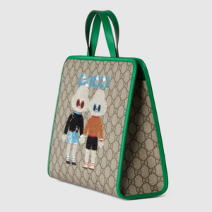 Tui Gucci Children's Dog Embroidered Tote Bag 'Brown' 605614-FADQS-8744