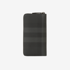 Vi Burberry Check Zip Wallet 'Charcoal' 80702541