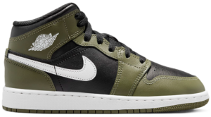 Giay Nike Air Jordan 1 Mid GS 'Black White Olive' DQ8423-092