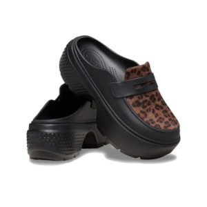 Dep Crocs Stomp Leopard Loafer Clogs 'Black' 210366-0ZR