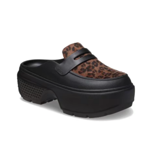 Dep Crocs Stomp Leopard Loafer Clogs 'Black' 210366-0ZR