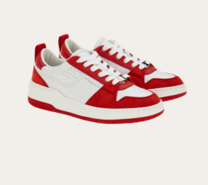 Giay Salvatore Ferragamo Suede Skate Sneaker 'White Red' 022376-769635