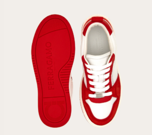 Giay Salvatore Ferragamo Suede Skate Sneaker 'White Red' 022376-769635