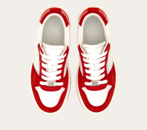 Giay Salvatore Ferragamo Suede Skate Sneaker 'White Red' 022376-769635
