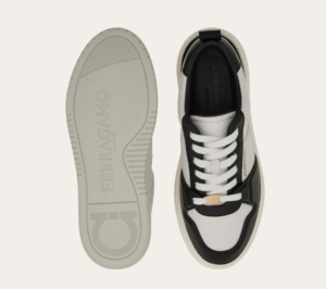 Giay Salvatore Ferragamo Suede Patch Skate 'Black White' 022376-770882