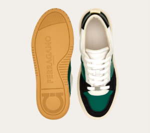 Giay Salvatore Ferragamo Suede Patch Skate 'Black Green' 022376-769706