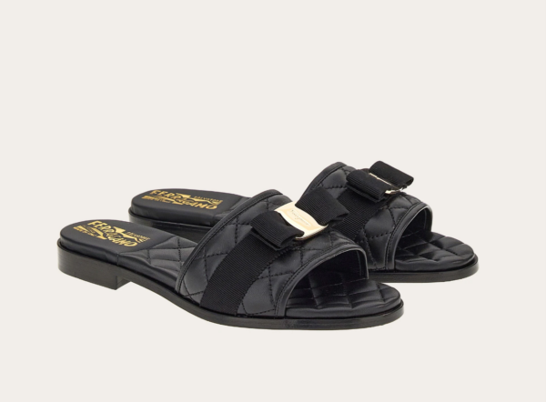 Dep Salvatore Ferragamo Quilted Slide Vara Bow 'Black' 01D474-753739