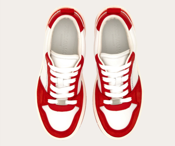 Giay Salvatore Ferragamo Suede Patch Skate Sneaker 'Red' 030568-769650